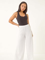 Roman White Petite Textured Stretch Trousers - Image 2 of 5