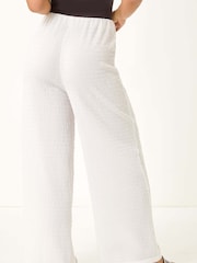 Roman White Petite Textured Stretch Trousers - Image 3 of 5