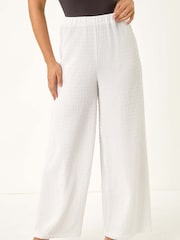 Roman White Petite Textured Stretch Trousers - Image 4 of 5