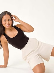 Roman Natural Petite Linen Mix Elastic Waist Shorts - Image 5 of 5