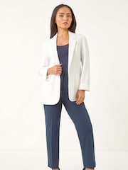 Roman White Petite Revere Collar Stretch Blazer - Image 2 of 5