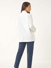 Roman White Petite Revere Collar Stretch Blazer - Image 4 of 5