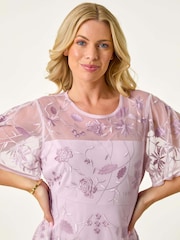 Roman Purple Petite Embroidered Midi Dress - Image 4 of 5