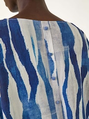 Azul - Blusa Abstrata Roman com Botões - Imagem 5 de 5