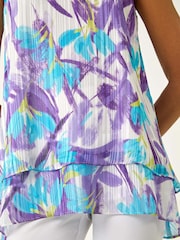 Roman Purple Floral Print Abstract Layered Camisole Top - Image 5 of 5