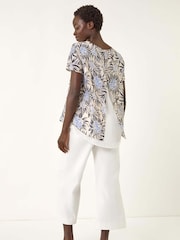 Roman Black Floral Print Double Layer Blouse - Image 3 of 5
