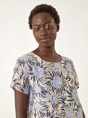Roman Black Floral Print Double Layer Blouse - Image 4 of 5