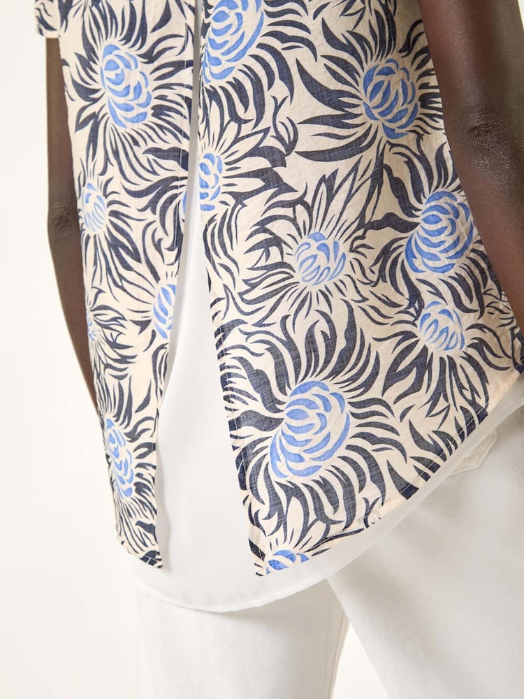 Roman Black Floral Print Double Layer Blouse - Image 5 of 5