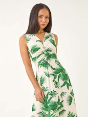 Roman Green Petite Tropical Twist Front Dress - Image 1 of 5