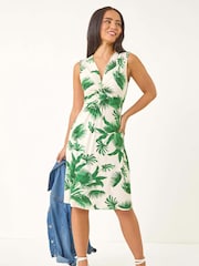 Roman Green Petite Tropical Twist Front Dress - Image 2 of 5