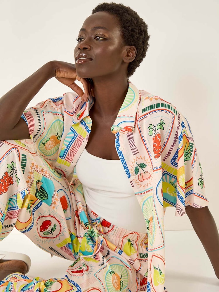 Roman White Fruit Print Button Through Shirt - Image 1 of 5