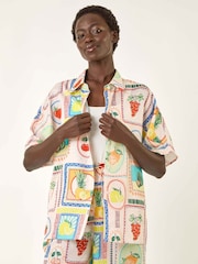 Roman White Fruit Print Button Through Shirt - Image 4 of 5