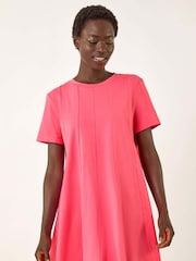 Roman Pink Cotton Panelled Swing Stretch Dress - Image 2 of 5
