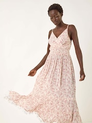 Roman Red Ditsy Floral Print V-Neck Maxi Dress - Image 1 of 5