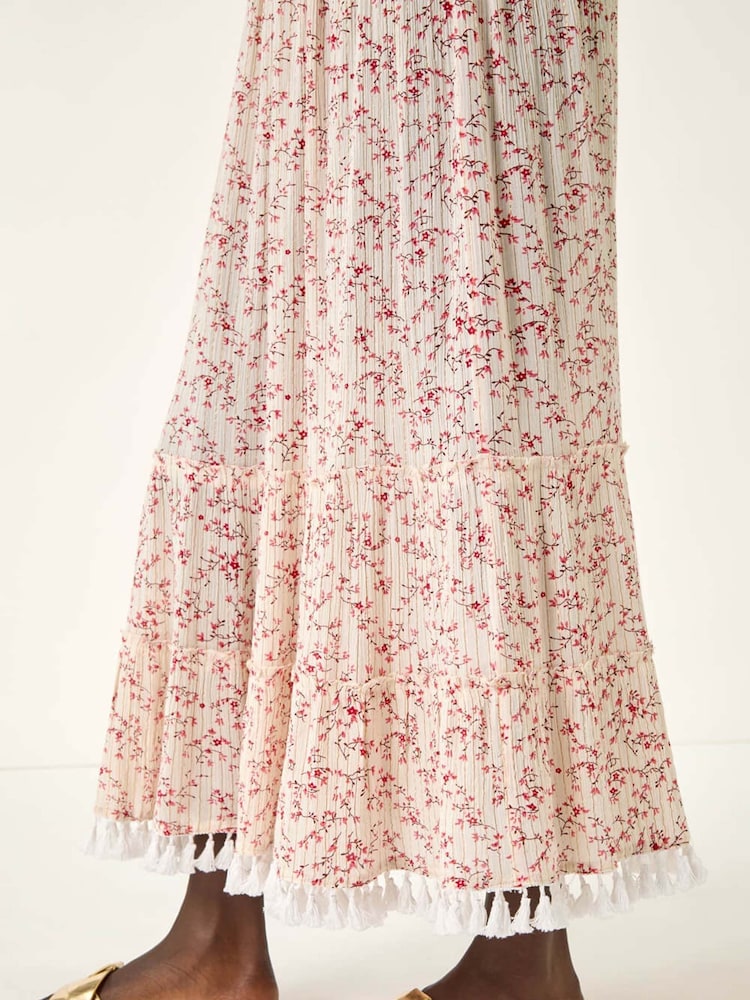Roman Red Ditsy Floral Print V-Neck Maxi Dress - Image 5 of 5