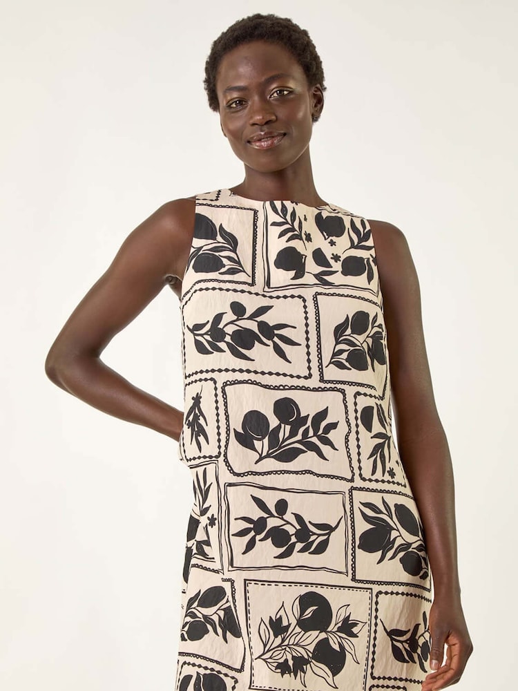 Roman Black Floral Mono Print Shift Dress - Image 2 of 5