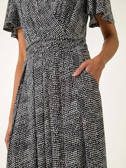 Roman Black Spot V-Neck Midi Wrap Dress - Image 5 of 5