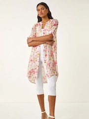 Roman Pink Floral Print Longline Blouse - Image 2 of 5