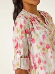 Roman Pink Floral Print Longline Blouse - Image 5 of 5