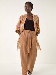 Roman Fan Print Longline Button Longline Shirt - Imagem 2 de 5