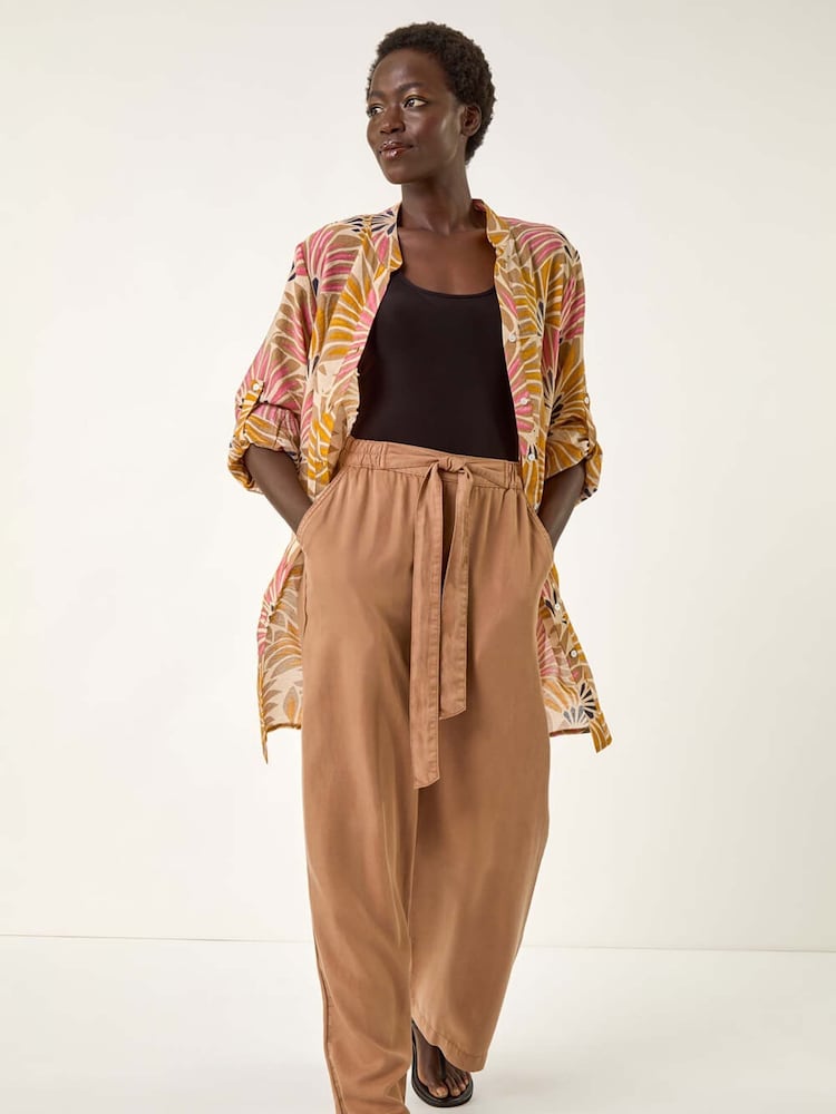 Roman Fan Print Longline Button Longline Shirt - Imagem 2 de 5