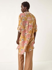 Roman Fan Print Longline Button Longline Shirt - Imagem 3 de 5
