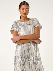 Roman Metallic Sequin Shimmer Stretch Dress - Image 1 of 5