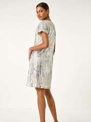 Roman Metallic Sequin Shimmer Stretch Dress - Image 3 of 5