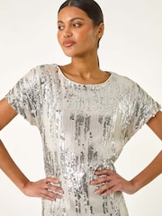 Roman Metallic Sequin Shimmer Stretch Dress - Image 4 of 5