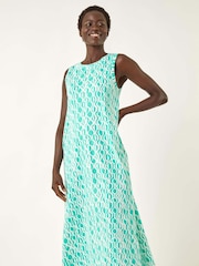 Roman Green Geo Print Pocket Midi Dress - Image 2 of 5