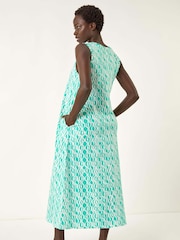 Roman Green Geo Print Pocket Midi Dress - Image 3 of 5