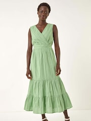 Verde - Roman Embroidered V-Neck Midi Dress - Imagem 2 de 5