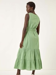 Verde - Roman Embroidered V-Neck Midi Dress - Imagem 3 de 5