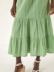 Verde - Roman Embroidered V-Neck Midi Dress - Imagem 5 de 5