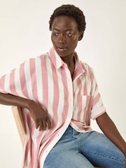 Roman Pink Stripe Print Buttoned Shirt - Image 1 of 5