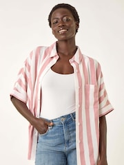 Roman Pink Stripe Print Buttoned Shirt - Image 4 of 5