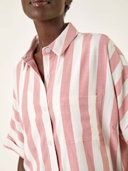 Roman Pink Stripe Print Buttoned Shirt - Image 5 of 5