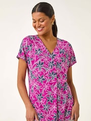 Roman Floral Print Pleat Front Stretch Blouse - Imagem 4 de 5