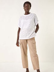 Roman White Textured Stretch Boxy T-Shirt - Image 2 of 5
