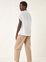 Roman White Textured Stretch Boxy T-Shirt - Image 3 of 5