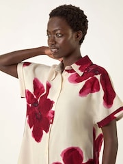 Roman White Floral Print Shift Shirt Dress - Image 4 of 5