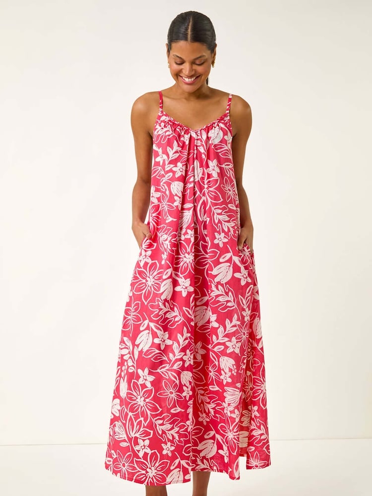 Rosa - Maxi dress com alças e estampa floral romana - Imagem 2 de 5