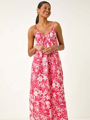 Rosa - Maxi dress com alças e estampa floral romana - Imagem 4 de 5