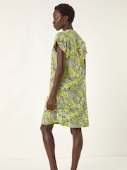 Roman Green Tropical Linen Mix Shift Dress - Image 3 of 5