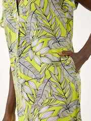 Roman Green Tropical Linen Mix Shift Dress - Image 5 of 5