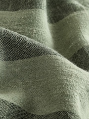 Khaki Green Stripe Smart Front Linen Blend Wide Leg Trousers - Image 8 of 8