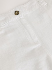 White Smart Front Linen Blend Flared Trousers - Image 2 of 3