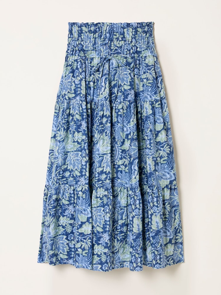 FatFace Billy Navy Woodblock Bloom Midi Skirt - Image 6 of 6