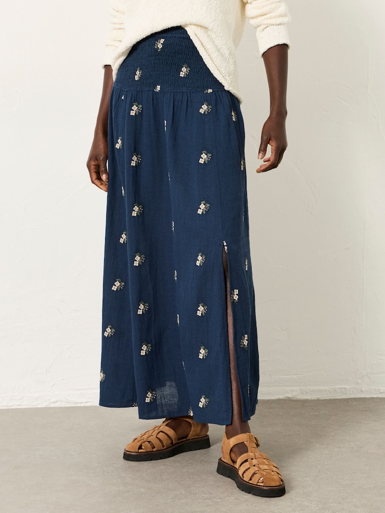 FatFace Black Harper Embroidered Midi Skirt - Image 1 of 6