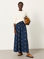 FatFace Black Harper Embroidered Midi Skirt - Image 4 of 6